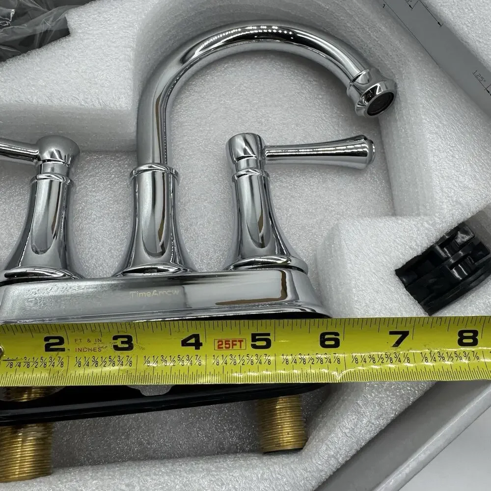 Time Arrow Two Handle Center Set Bathroom Faucet Chrome Polished Finish NIB
